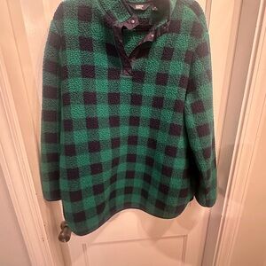Lands End Green and Black Checkered Women's Fleece